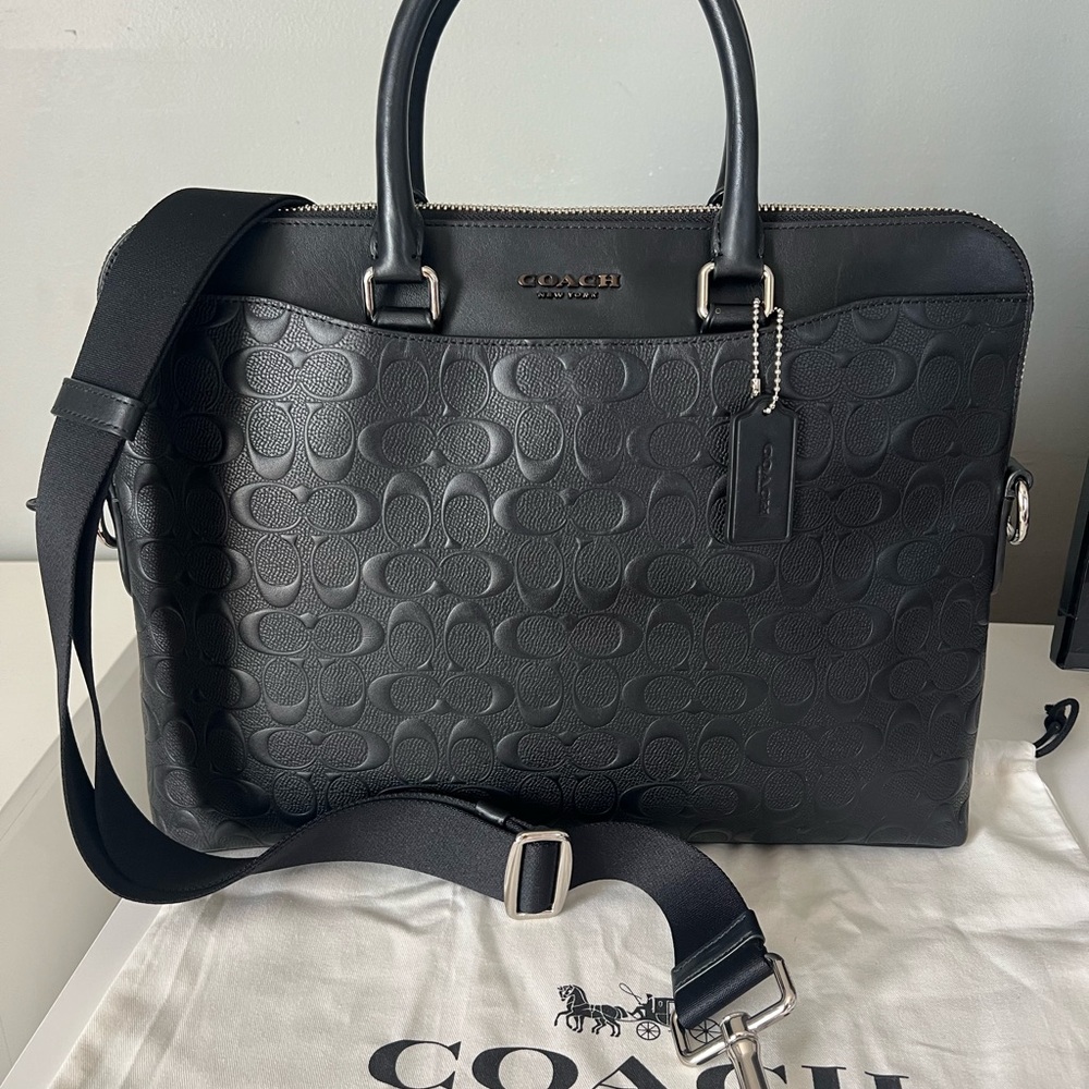 COACH BECKETT PORTFOLIO BRIEF IN SIGNATURE LEATHER - Picture 2 of 10